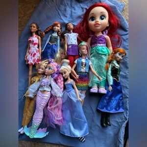 Disney Doll Collection with Red and Blue Outfits